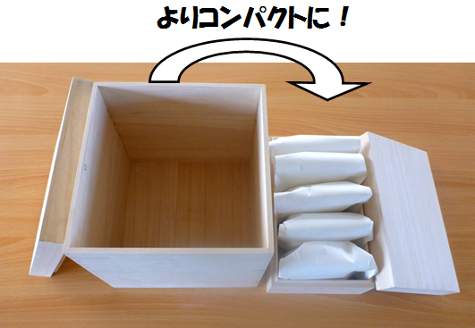 桐箱に納めた粉骨後の遺骨